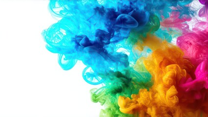 Fototapeta premium Multi-colored smoke on a white background
