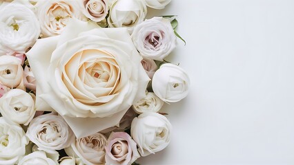 Obraz premium Composition of roses on white background