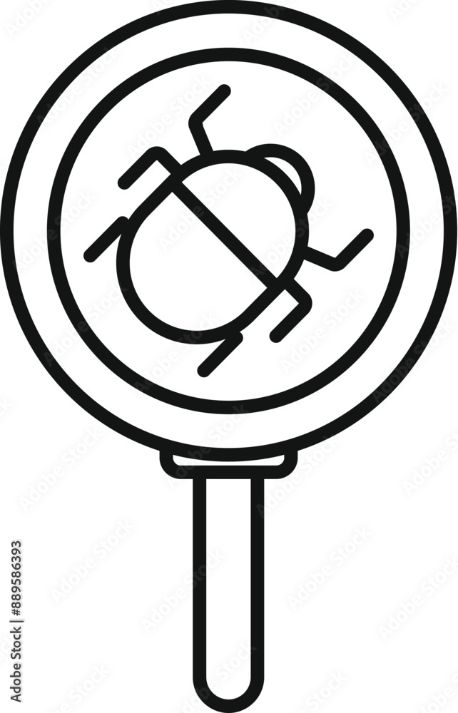 Poster magnifying glass is detecting a bug symbolizing system error
