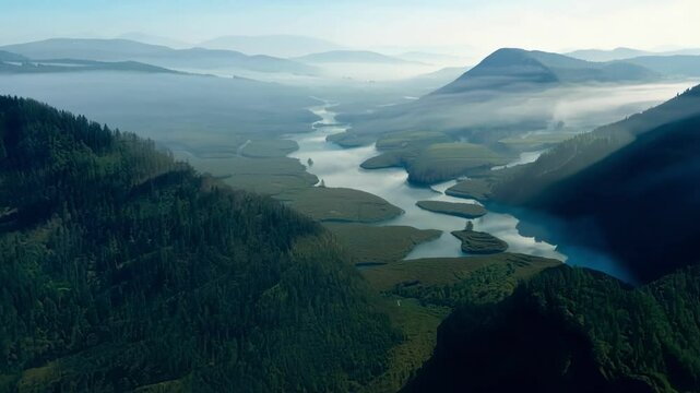 The landscape below us shifts and transforms swathed in everchanging layers of mist and shadows.