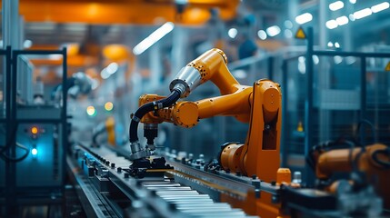 Naklejka premium Industrial Robot Arm in Action