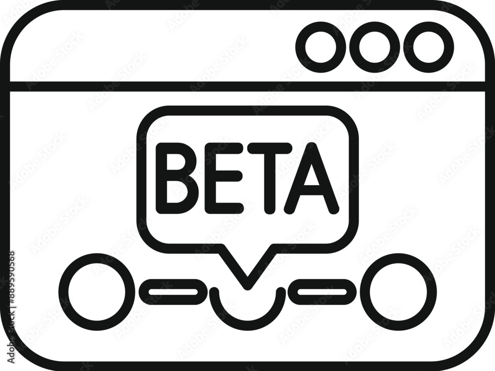 Poster simple icon of a beta testing website showing software development stage