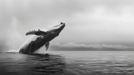 Fototapeta premium Whale in black and white generative ai