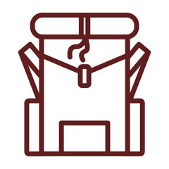 Backpacking Vector Line Maroon Icon Design