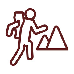 Mountain Tourism Vector Line Maroon Icon Design