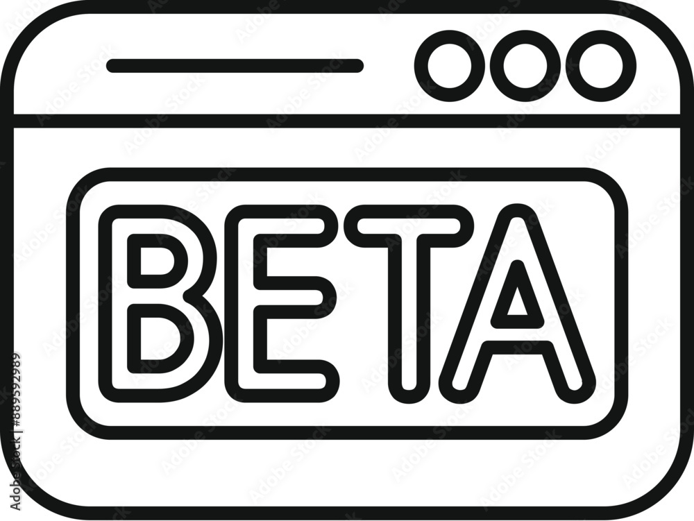 Poster simple outline design of beta version software displayed on webpage