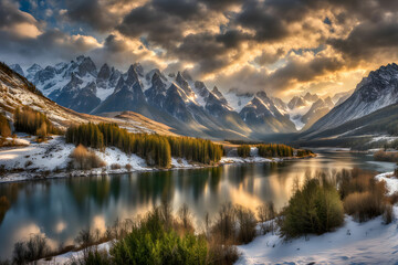Winter themed freezing, stunning landscape 