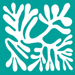 Abstract white algae with turquoise blue background.