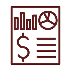 Financial Reporting Vector Line Maroon Icon Design