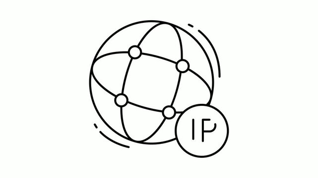 Public Internet Protocol address animated video, Sticky dynamic IP footage, IPv4 and IPv6 Geolocation Clip, IPSec TLS animation, Cloud computing and Web hosting services 