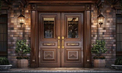 Classic Home Entrance with Lanterns