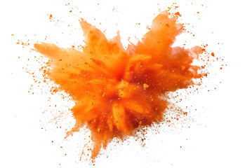 orange powder explosion on transparent background