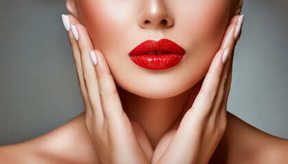 Obraz premium portrait of a woman with red lips