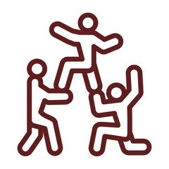 Team Building Vector Line Maroon Icon Design