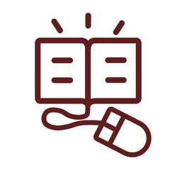 Online Course Vector Line Maroon Icon Design