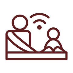 Online Tutoring Vector Line Maroon Icon Design