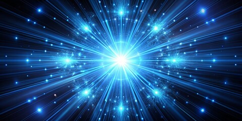 Fototapeta premium Blue Light Burst with Sparks, Abstract, Cosmic, Glowing, Energy, background, blue