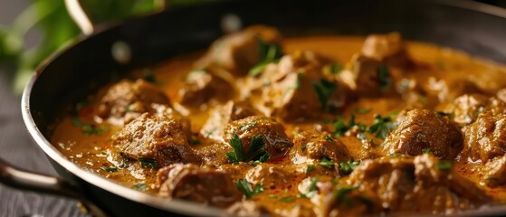 Korma bursts apart, sending pieces of tender meat and creamy, spiced sauce flying in a rich, flavorful explosion