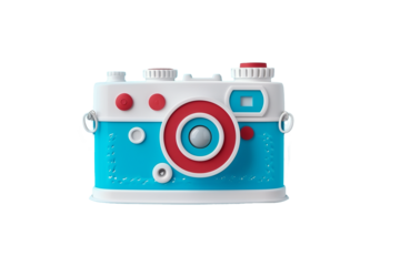 Image of a toy camera in blue color 