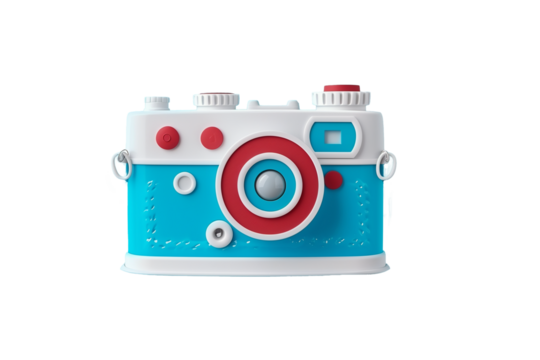 Image of a toy camera in blue color  - Powered by Adobe