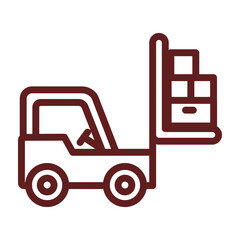Forklift Vector Line Maroon Icon Design