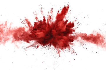 red powder explosion on transparent background