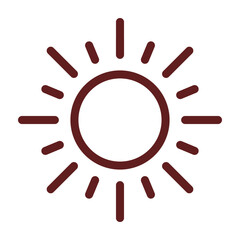sun Vector Line Maroon Icon Design