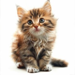 Fototapeta premium Adorable Fluffy Kitten with Big Eyes. Generative ai.