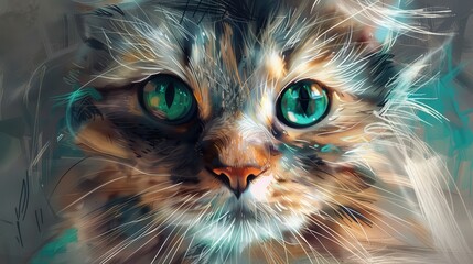 Entertaining content on the history of cat breeds, realistic, vibrant colors, digital art, background of a vintage study, informative and fun