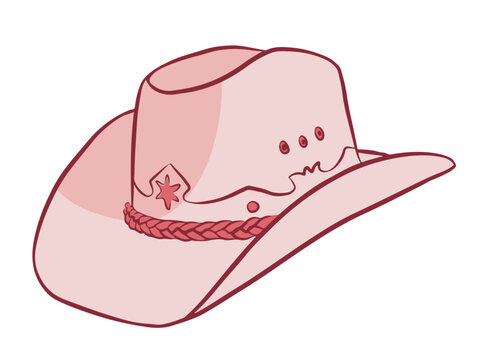 Women's pink cowboy hat. Transparent background.