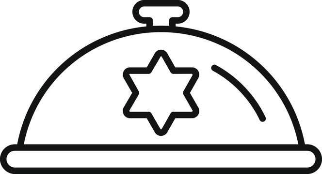 Simple lineart icon of a cloche covering food, representing jewish cuisine and kosher dining experiences