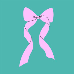 Pink Bow on Teal Background