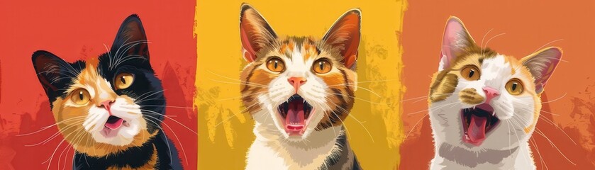Obraz premium Fun facts about cat welfare, realistic, bright colors, vector art, background of a colorful infographic, entertaining and informative