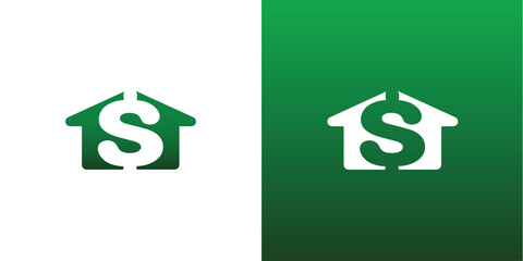 Real Estate House Cost Money Dollar Sign Vector Symbol.