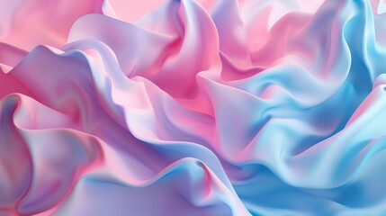 Fototapeta premium A unique abstract landscape featuring fluid waves in pastel shades of pink and blue, exuding a calming effect with their smooth and blended curves.