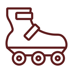 Roller skates Vector Line Maroon Icon Design