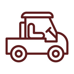 Golf cart Vector Line Maroon Icon Design