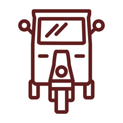 Auto Rickshaw Vector Line Maroon Icon Design