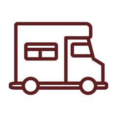Motorhome Vector Line Maroon Icon Design