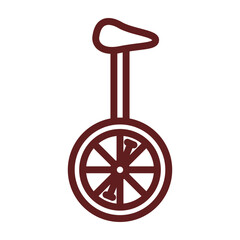 Unicycle Vector Line Maroon Icon Design © Muhammad Rizwan