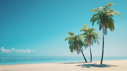 Obraz premium Tropical Paradise: Palm Trees on a Pristine Beach