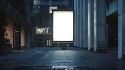 Obraz premium Futuristic Cityscape with Illuminated Billboard