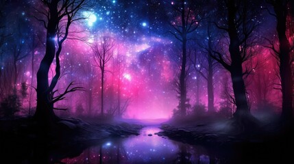 Enchanting Forest Under a Starry Sky.