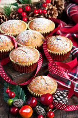 Christmas tasty muffins in paper form