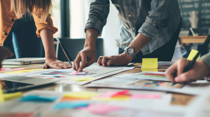 Obraz premium A group of people are working together on a project