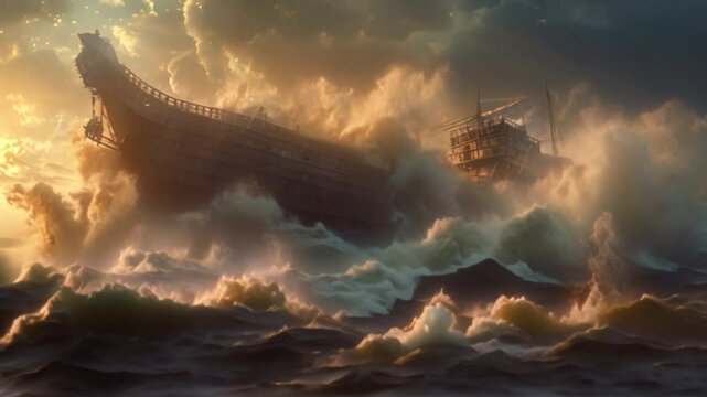 Noah's Ark vessel in the Genesis flood. 