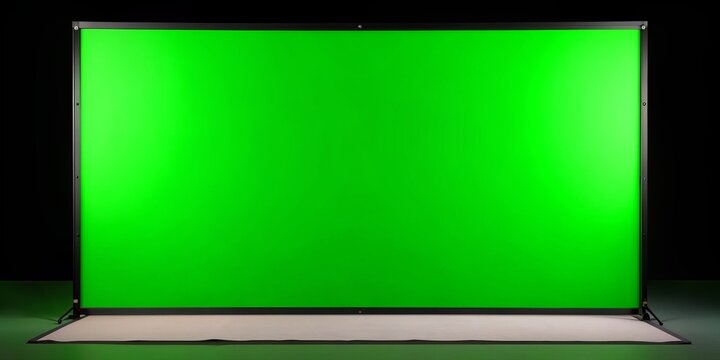 Green Screen Studio Setup with Black Background and White Floor, green screen, chroma key, studio background, video production