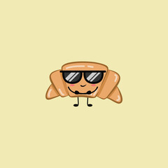 flat cute croissant vector illustration design. Suitable for t-shirt, sticker, mascot, etc. Eps. 10
