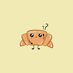 flat cute croissant vector illustration design. Suitable for t-shirt, sticker, mascot, etc. Eps. 10
