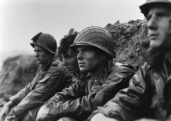 Fototapeta premium Wartime Soldiers in Black and White